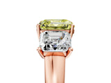Rose gold Three-Stone Fancy Yellow Asscher Cut Cut Solitaire Ring with Classic Prong Setting_5