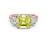 Rose gold Three-Stone Fancy Yellow Asscher Cut Diamond Braided Band Ring with Four-Prong Setting_50