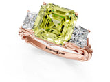 Rose gold Three-Stone Fancy Yellow Asscher Cut Diamond Braided Band Ring with Four-Prong Setting_51