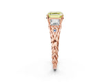Rose gold Three-Stone Fancy Yellow Asscher Cut Diamond Braided Band Ring with Four-Prong Setting_52