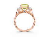 Rose gold Three-Stone Fancy Yellow Asscher Cut Diamond Braided Band Ring with Four-Prong Setting_53