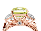 Rose gold Three-Stone Fancy Yellow Asscher Cut Diamond Braided Band Ring with Four-Prong Setting_54