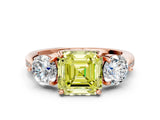 Rose gold Three-Stone Fancy Yellow Asscher Cut Diamond Channel Set Engagement Ring with Prong Setting_12
