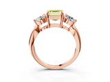 Rose gold Three-Stone Fancy Yellow Asscher Cut Diamond Channel Set Engagement Ring with Prong Setting_15