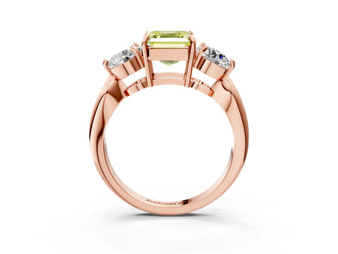 Rose gold Three-Stone Fancy Yellow Asscher Cut Diamond Channel Set Engagement Ring with Prong Setting_15