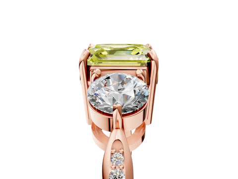 Rose gold Three-Stone Fancy Yellow Asscher Cut Diamond Channel Set Engagement Ring with Prong Setting_5