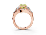 Rose gold Three-Stone Fancy Yellow Asscher Cut Diamond Engagement Ring with Pave Band and Prong Setting_15