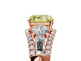 Rose gold Three-Stone Fancy Yellow Asscher Cut Diamond Engagement Ring with Pave Band and Prong Setting_17