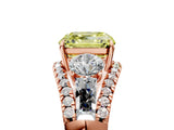 Rose gold Three-Stone Fancy Yellow Asscher Cut Diamond Engagement Ring with Pave Band and Prong Setting_5