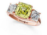 Rose gold Three-Stone Fancy Yellow Asscher Cut Diamond Engagement Ring with Prong Setting_4