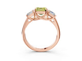 Rose gold Three-Stone Fancy Yellow Asscher Cut Diamond Engagement Ring with Prong Setting_6