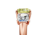 Rose gold Three-Stone Fancy Yellow Asscher Cut Diamond Engagement Ring with Prong Setting_8