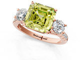 Rose gold Three-Stone Fancy Yellow Asscher  Cut Diamond Pavé Band with Four-Prong Setting_1
