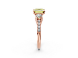 Rose gold Three-Stone Fancy Yellow Asscher  Cut Diamond Pavé Band with Four-Prong Setting_2