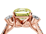 Rose gold Three-Stone Fancy Yellow Asscher  Cut Diamond Pavé Band with Four-Prong Setting_4