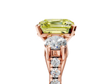 Rose gold Three-Stone Fancy Yellow Asscher  Cut Diamond Pavé Band with Four-Prong Setting_5