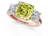 Rose gold Three-Stone Fancy Yellow Asscher  Cut Diamond Ring with Channel-Set Band and Four-Prong Setting_18