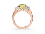 Rose gold Three-Stone Fancy Yellow Asscher  Cut Diamond Ring with Channel-Set Band and Four-Prong Setting_20