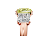 Rose gold Three-Stone Fancy Yellow Asscher  Cut Diamond Ring with Channel-Set Band and Four-Prong Setting_22