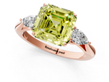 Rose gold Three-Stone Fancy Yellow Asscher  Cut Diamond Ring with Pear Side Stones in Four-Prong Setting_18