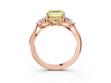 Rose gold Three-Stone Fancy Yellow Asscher  Cut Diamond Ring with Pear Side Stones in Four-Prong Setting_20