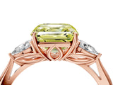 Rose gold Three-Stone Fancy Yellow Asscher Cut Diamond Ring with Pear  Side Stones in Four-Prong Setting_52