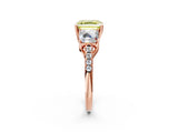 Rose gold Three-Stone Fancy Yellow Asscher Cut Diamond Ring with Round  Pavé Band and Prong Setting_14