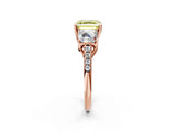 Rose gold Three-Stone Fancy Yellow Asscher Cut Diamond Ring with Round  Pavé Band and Prong Setting_85