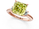 Rose gold Three-Stone Fancy Yellow Asscher  Cut Diamond Solitaire with Prong Setting and Classic Band_1