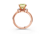 Rose gold Three-Stone Fancy Yellow Asscher  Cut Diamond Solitaire with Prong Setting and Classic Band_3