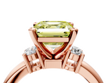 Rose gold Three-Stone Fancy Yellow Asscher  Cut Diamond Solitaire with Prong Setting and Classic Band_4