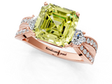 Rose gold Three-Stone Fancy Yellow Asscher  Cut Diamond Twist Band with Prong Setting_21