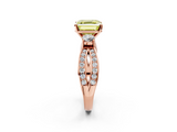 Rose gold Three-Stone Fancy Yellow Asscher  Cut Diamond Twist Band with Prong Setting_22