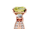 Rose gold Three-Stone Fancy Yellow Asscher  Cut Diamond Twist Band with Prong Setting_25