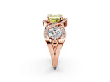 Rose gold Three-Stone Fancy Yellow Asscher Cut Diamond Wave Pave Band with Prong Setting_2