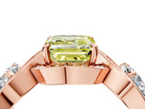 Rose gold Three-Stone Fancy Yellow Asscher Cut Diamond Wave Pave Band with Prong Setting_4