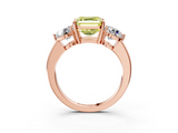 Rose gold Three-Stone Fancy Yellow Asscher  Cut Solitaire Ring with Prong Setting on a Classic Band_36