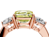 Rose gold Three-Stone Fancy Yellow Asscher  Cut Solitaire Ring with Prong Setting on a Classic Band_37