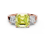 Rose gold Three-Stone Fancy Yellow Asscher  Cut Solitaire Ring with Prong Setting_3