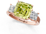 Rose gold Three-Stone Fancy Yellow Asscher  Cut Solitaire Ring with Prong Setting_4