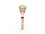 Rose gold Three-Stone Fancy Yellow Asscher  Cut Solitaire Ring with Prong Setting_5