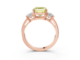 Rose gold Three-Stone Fancy Yellow Asscher  Cut Solitaire Ring with Prong Setting_6