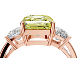 Rose gold Three-Stone Fancy Yellow Asscher  Cut Solitaire Ring with Prong Setting_7