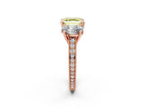 Rose gold Three-Stone Fancy Yellow Asscher  Diamond Milgrain Pave Band with Prong Setting 2