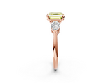 Rose gold Three-Stone Fancy Yellow Asscher  Diamond Ring with Pear Side Stones in Four-Prong Setting_19