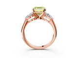 Rose gold Three-Stone Fancy Yellow Asscher  Diamond Ring with Pear Side Stones in Four-Prong Setting_20