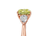 Rose gold Three-Stone Fancy Yellow Cushion Cut Brilliant Diamond Solitaire Ring with Tapered Band and Four-Prong Setting_8