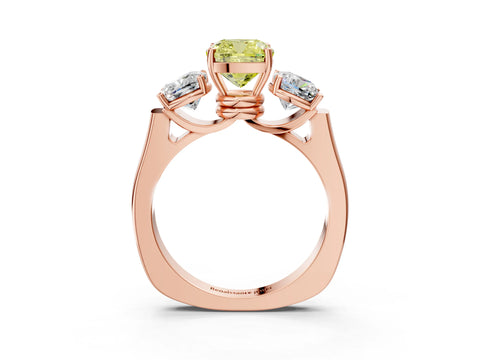 Rose gold Three-Stone Fancy Yellow Cushion Cut Brilliant Diamond Trellis Ring with Comfort Fit Band_3