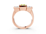 Rose gold Three Stone Fancy Yellow Cushion Cut Cut Channel Set Diamond Ring_3