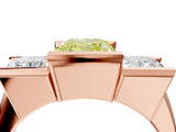 Rose gold Three Stone Fancy Yellow Cushion Cut Cut Channel Set Diamond Ring_4